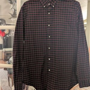 J. Crew Dark Blue and Crimson Checkered Shirt